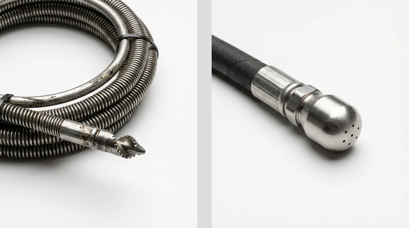 Drain snake cable and hydro jetting nozzle used for drain cleaning in Willard, MO