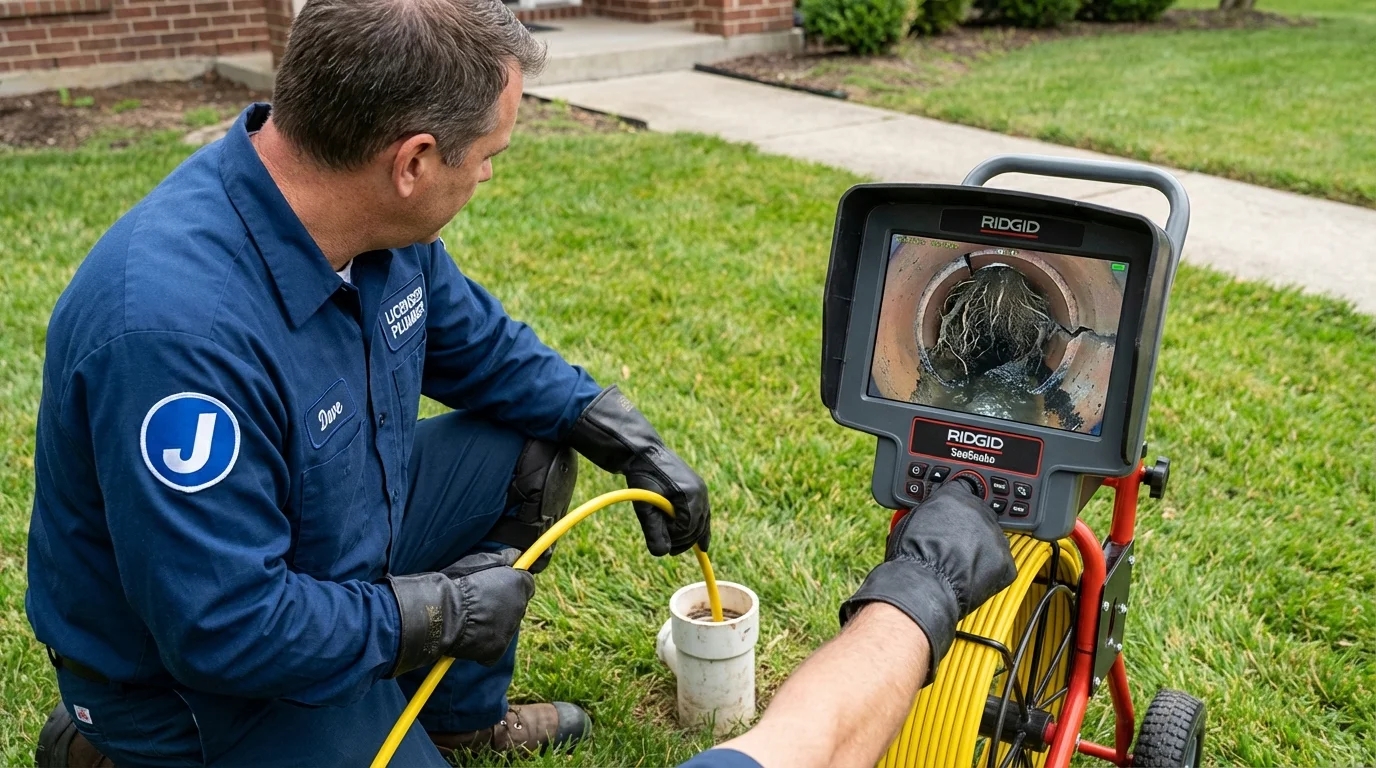 Sewer camera inspection being performed by Johns Plumbing LLC in Willard