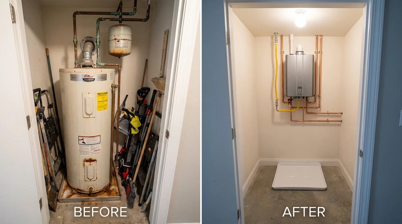 Tank water heater versus wall-mounted tankless unit comparison for Willard, MO homeowners