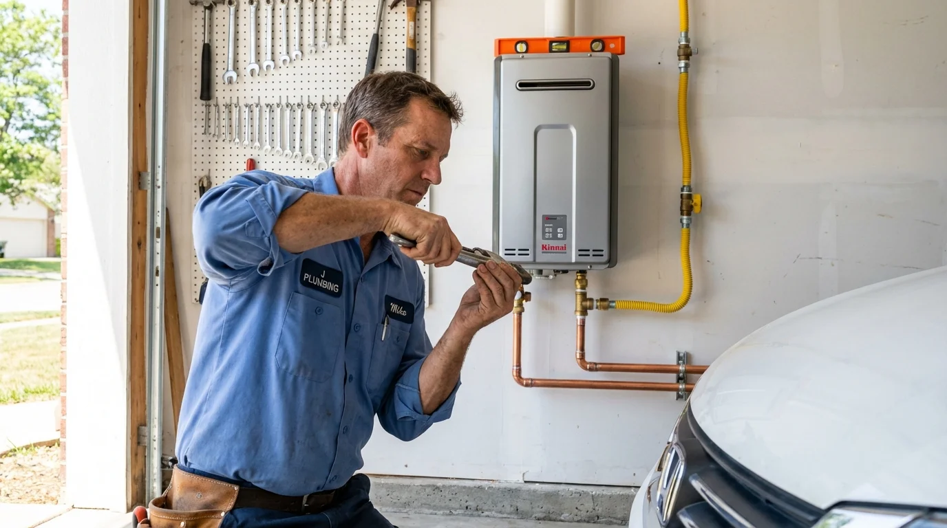 Tankless water heater installation by a Johns Plumbing LLC plumber in Willard